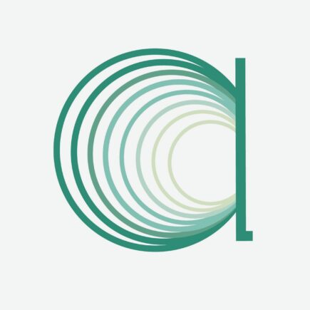 Grüne, stilisierte Form aus mehreren konzentrischen Halbkreisen mit abnehmender Farbsättigung nach innen.